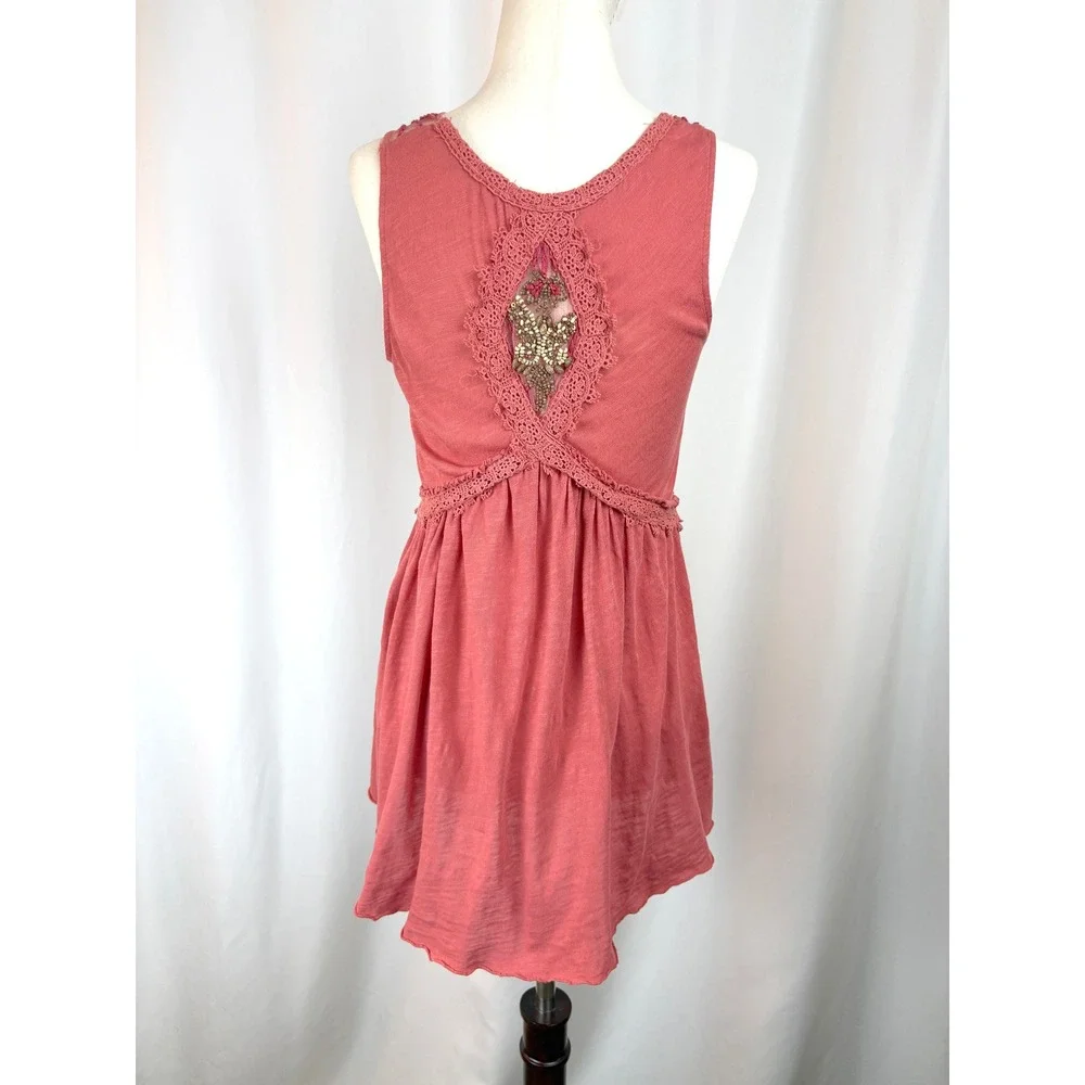 Free People Butterfly Back Bohemian Earthy Peasant Tunic Top Extra Small